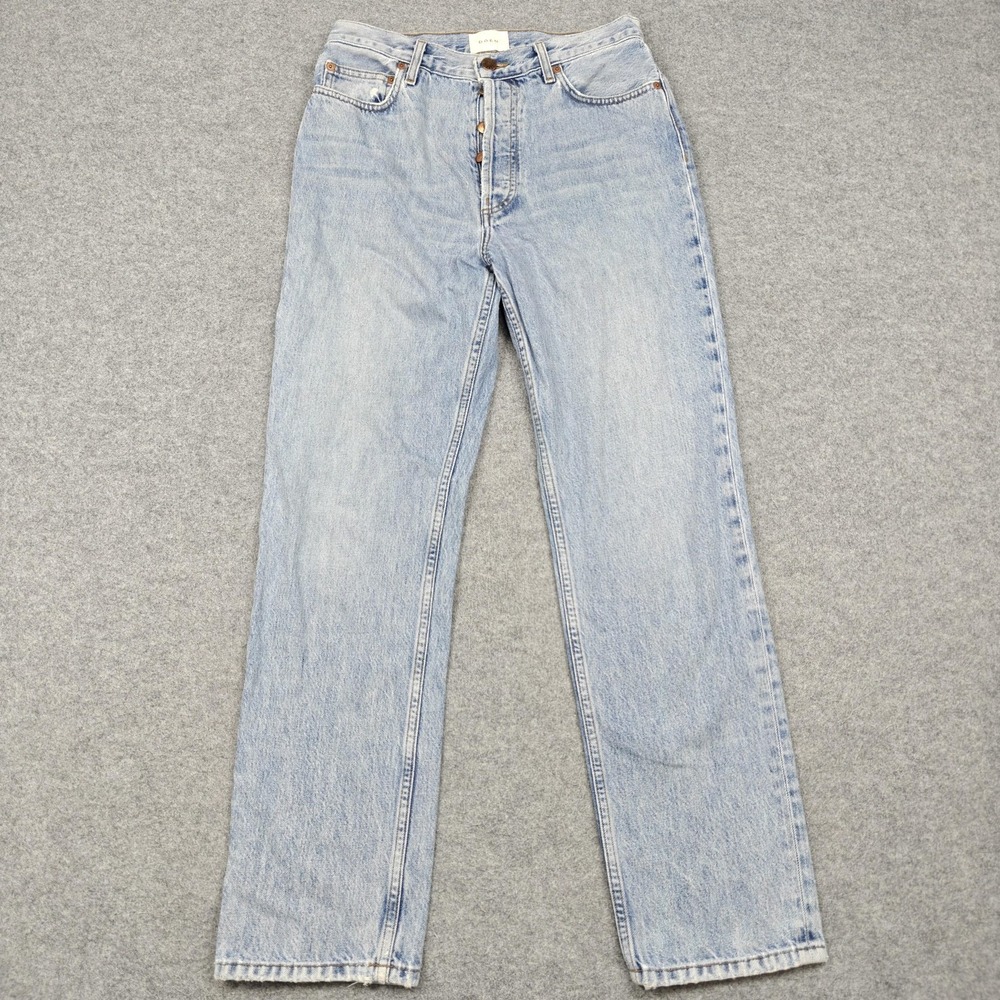 DÔEN Jeans Womens 28 Blue Light Wash High Rise Straight Organic Cotton Denim USA